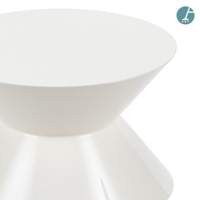 Pair of small circular tables/stools in molded...