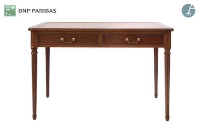Flat desk in natural wood and veneer, rectangular...