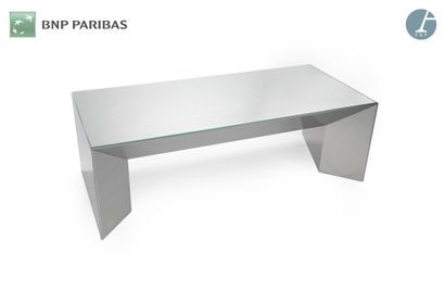 Executive desk in silver lacquered wood,...