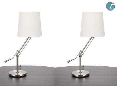 UNILUX
Pair of articulated metal lamps, cast-iron...