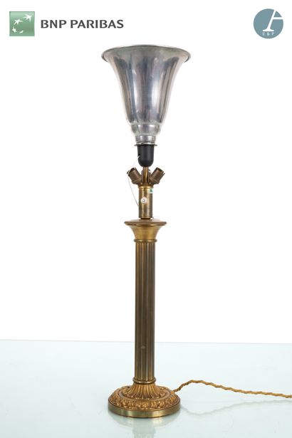 Lampe de bureau,
Structure en bronze patiné...