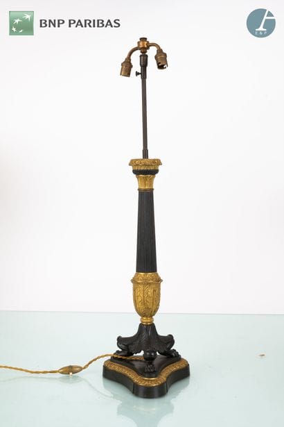 Paire de Lampes de bureau,
le fût en bronze...