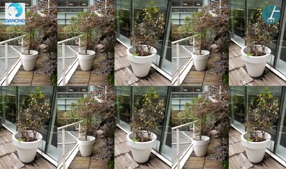 Lot de 10 jardinières rondes en plastique...