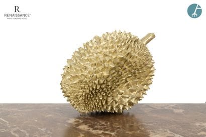 Un moulage de durian, laqué doré.
H : 30cm
Etat...