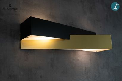 Suite of six sconces in gold and black lacquered...