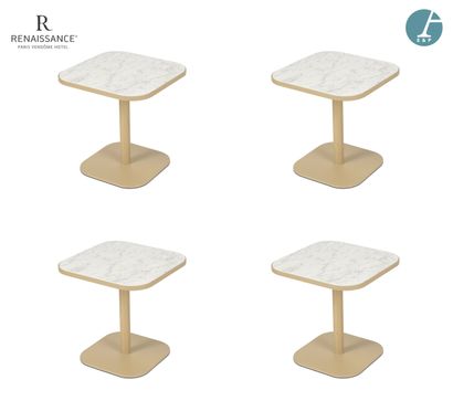 Set of 2 pairs of bedside tables, metal base...