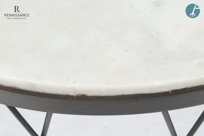 A coffee table, black-lacquered metal base,...