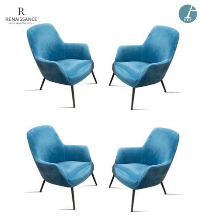 Lot de 4 fauteuils chauffeuses, pieds en...
