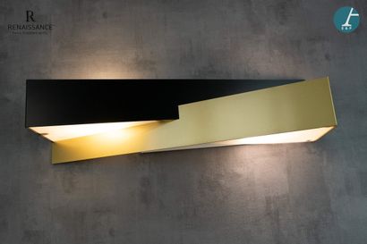 Suite of six sconces in gold and black lacquered...