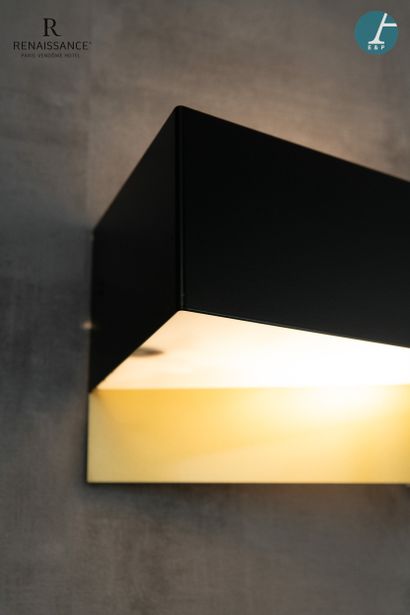 Suite of six sconces in gold and black lacquered...