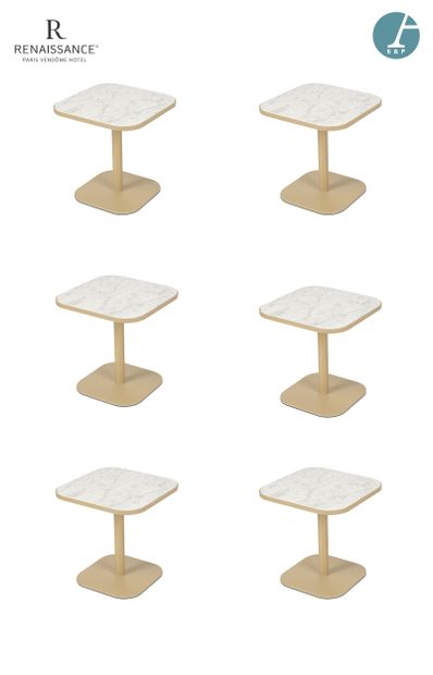 Set of 3 pairs of bedside tables, metal base...