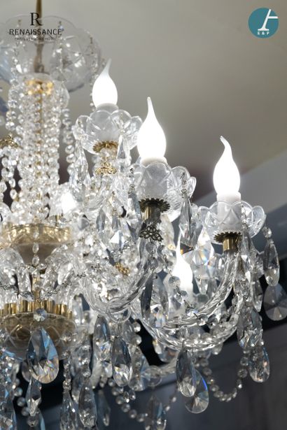 14-light chandelier in faceted glass and...