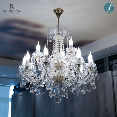 14-light chandelier in faceted glass and...