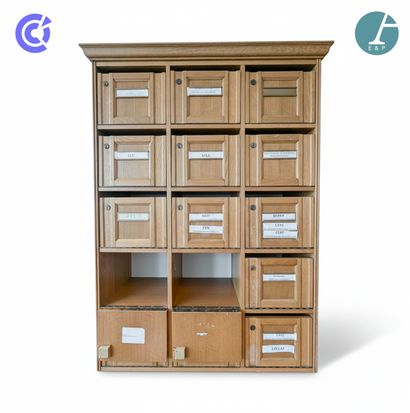 Meuble boite aux lettres en bois naturel...
