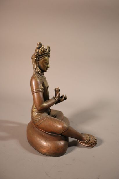 TIBET, around 1900
Brass boddhisattva statuette...