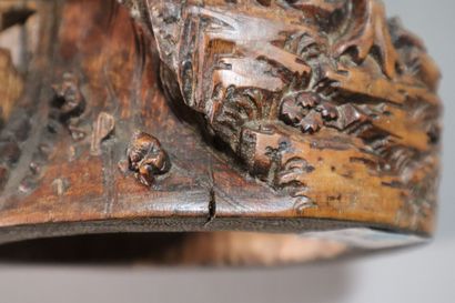 CHINE, XIXe siècle	
Groupe en bambou sculpté...