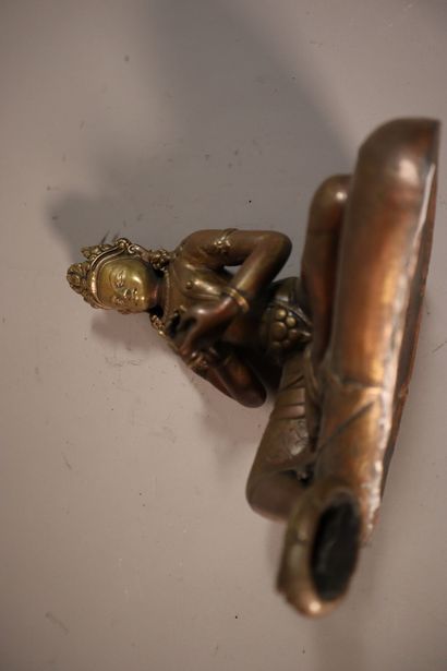 TIBET, around 1900
Brass boddhisattva statuette...