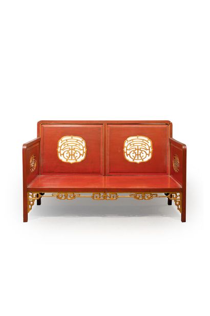 CHINE, Vers 1900	
Banc et deux fauteuils...
