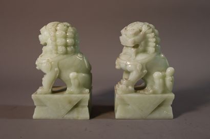 CHINA, 20th century

Pair of celadon jade...