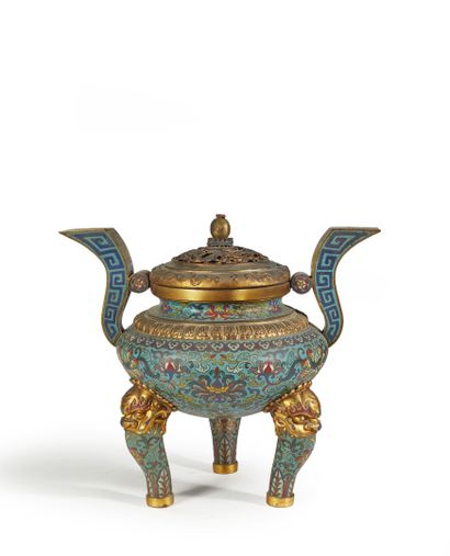 CHINE, XIXe siècle	
Brûle-parfum tripode...