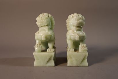 CHINA, 20th century

Pair of celadon jade...