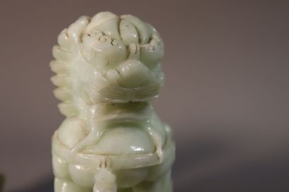 CHINA, 20th century

Pair of celadon jade...
