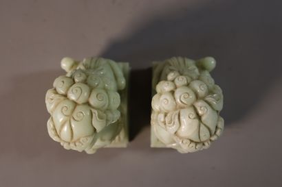 CHINA, 20th century

Pair of celadon jade...