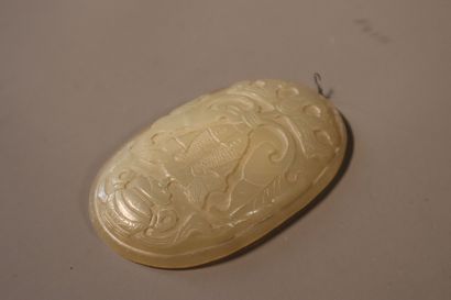 CHINA, 19th century
Three celadon jade (nephrite)...