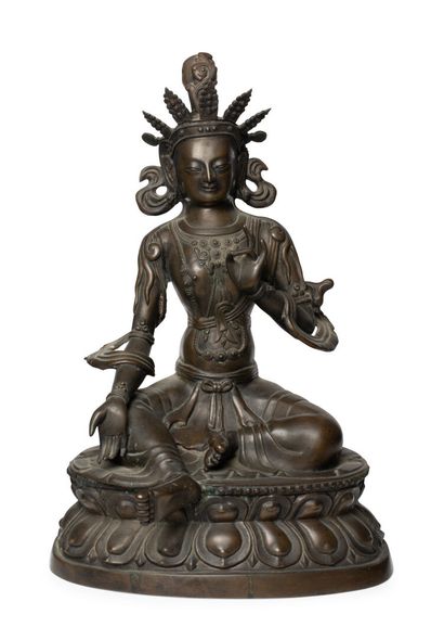 TIBET, around 1900
Statuette of green Tara...