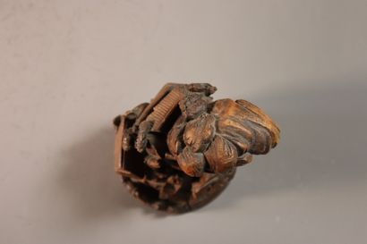 CHINE, XIXe siècle	
Groupe en bambou sculpté...
