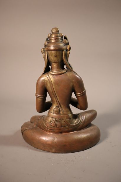 TIBET, around 1900
Brass boddhisattva statuette...