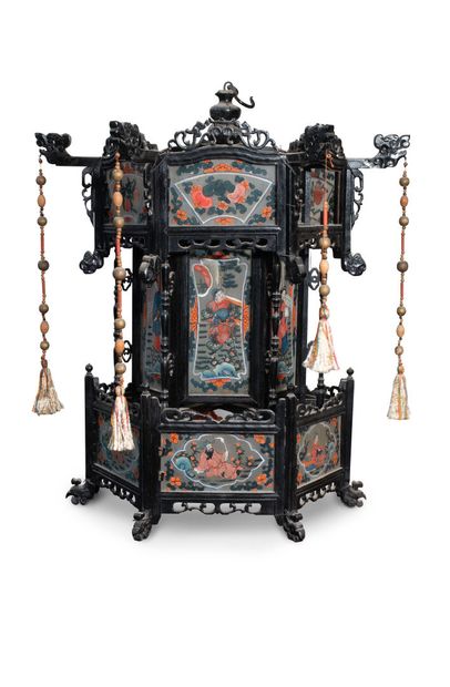 CHINA, circa 1900
Two wooden lanterns and...