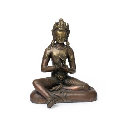 TIBET, around 1900
Brass boddhisattva statuette...