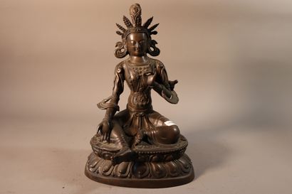 TIBET, around 1900
Statuette of green Tara...