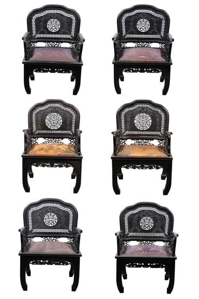 VIETNAM, vers 1900	
Suite de six fauteuils...