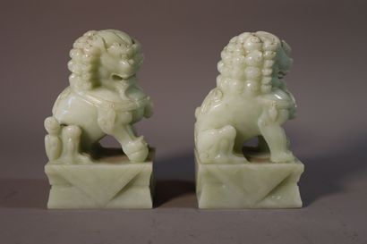 CHINA, 20th century

Pair of celadon jade...