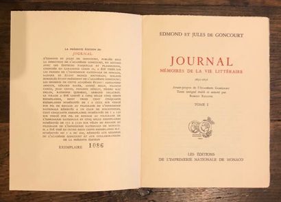 GONCOURT (Émile et Jules de) : Journal. Mémoires...