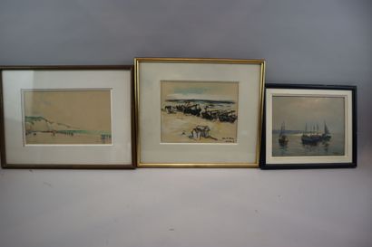 Set of three paintings:
Louis CHERVIN (1905-1969),...