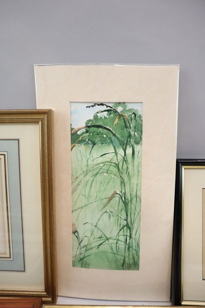 Lot of framed pieces including:
- ROSSEE,...