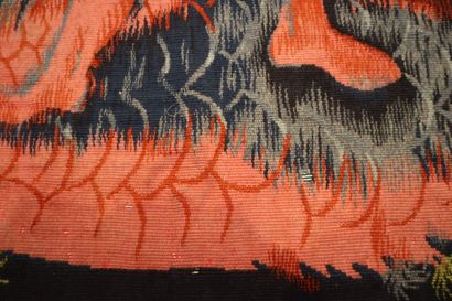 CH. COMBAL (XXth) 
Black wool tapestry with...