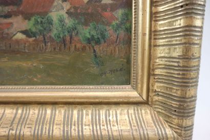 Charles ROSÉ (19th)
Landscape with red roofs
Oil...