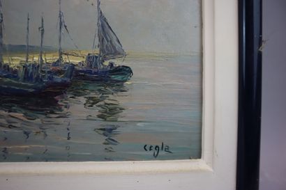 Set of three paintings:
Louis CHERVIN (1905-1969),...