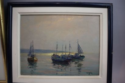 Set of three paintings:
Louis CHERVIN (1905-1969),...