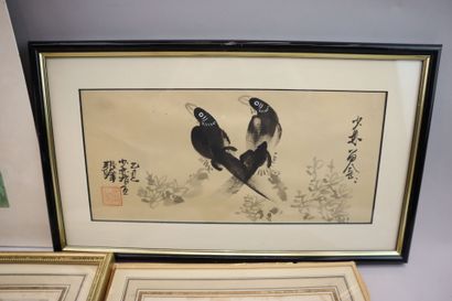 Lot of framed pieces including:
- ROSSEE,...