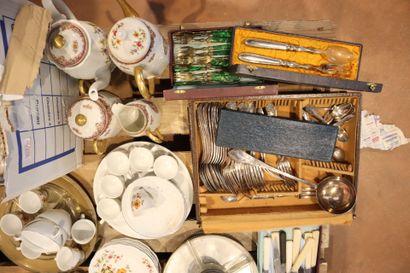 Important set including a silver-plated menagère,...