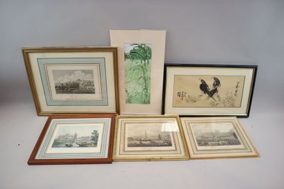 Lot of framed pieces including:
- ROSSEE,...