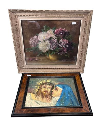 LECOMTE (20th)
Christ and Virgin
oil on isorel...