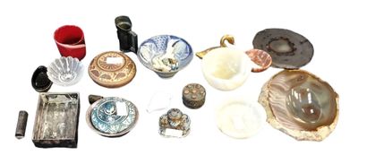 Enamel inkwell in the Barbedienne style and...