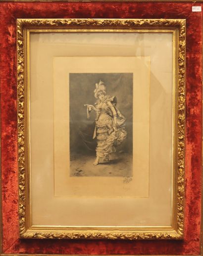 18th century school. 
Young gallant woman
Engraving...