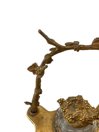 Bronze inkwell with carved decoration representing...